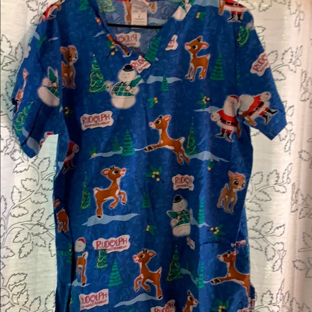 Christmas nursing scrub top